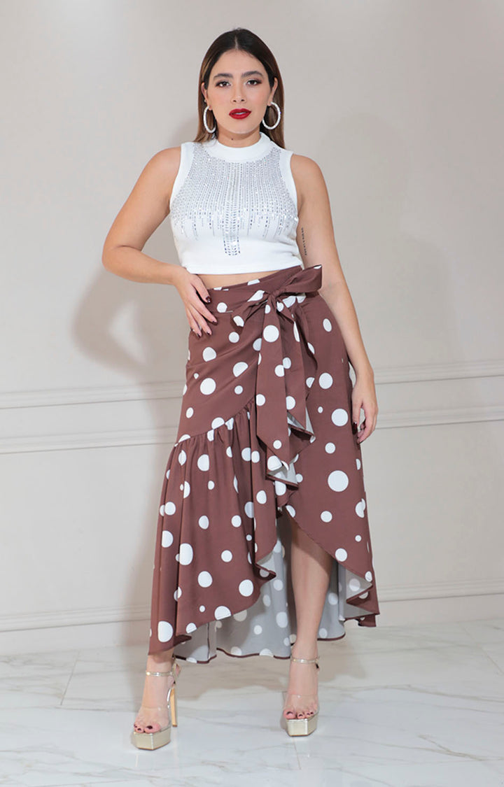 Falda envolvente café