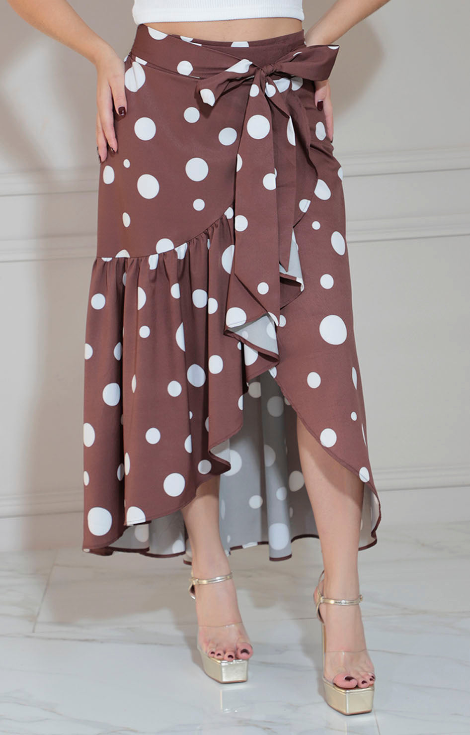 Falda envolvente café