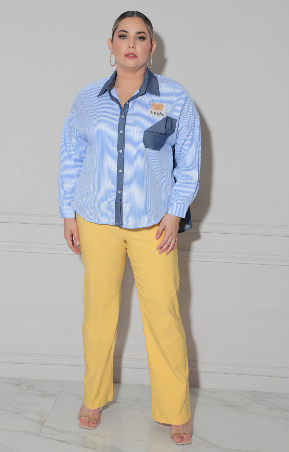 Blusa azul claro de rayas - BLUSA Boutiquemirel 