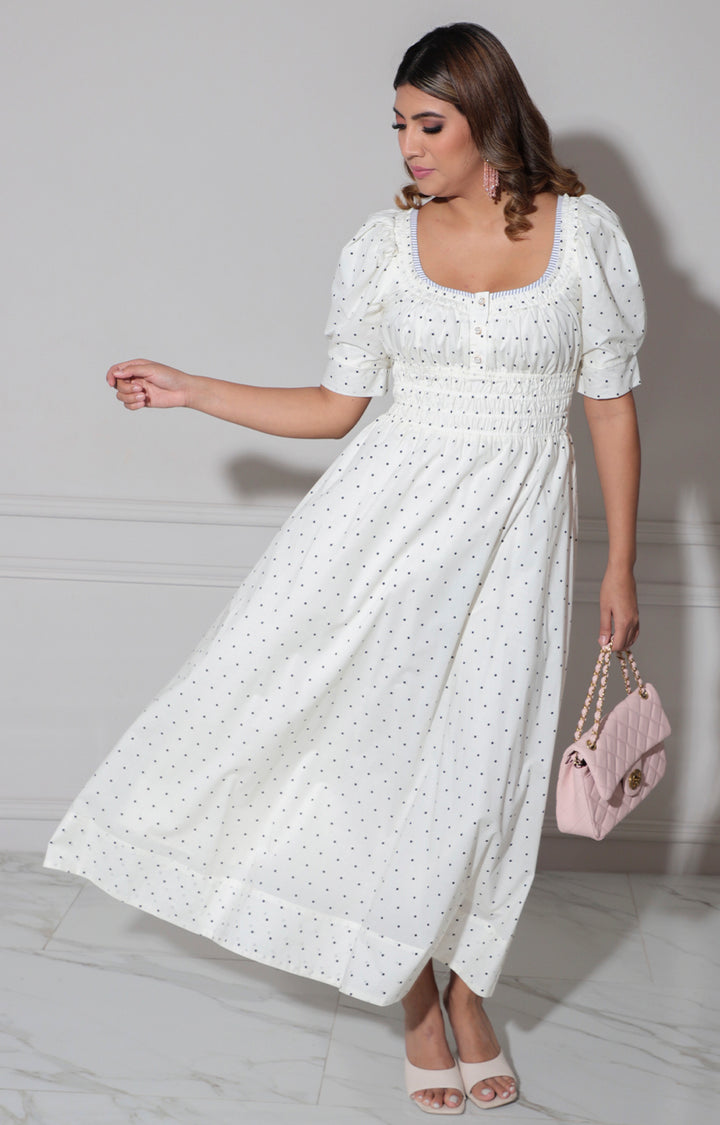 Vestidor blanco polka dot - VESTIDO LARGO REGULAR Boutiquemirel 