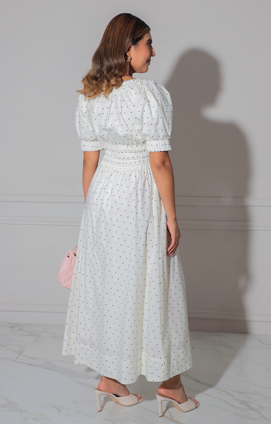 Vestidor blanco polka dot - VESTIDO LARGO REGULAR Boutiquemirel 