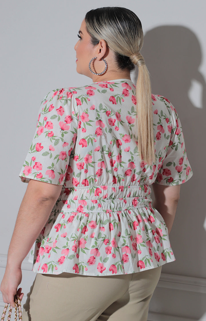 Blusa estampada en rosa - BLUSA CURVY Boutiquemirel 