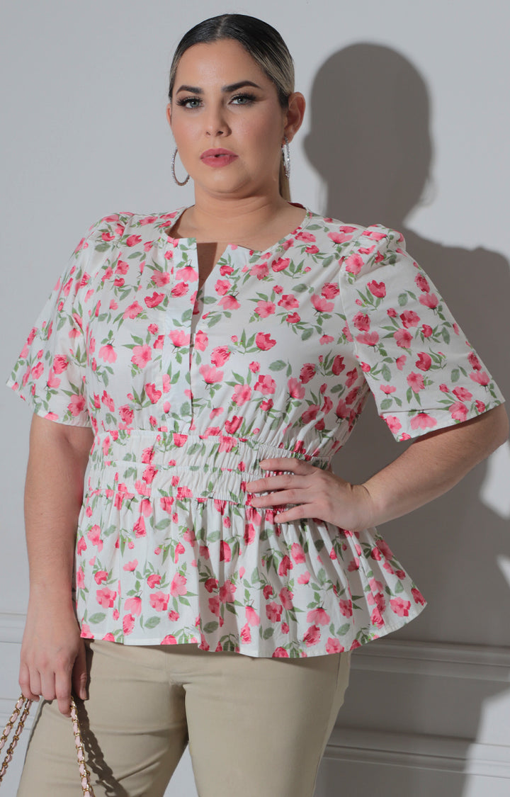 Blusa estampada en rosa - BLUSA CURVY Boutiquemirel 