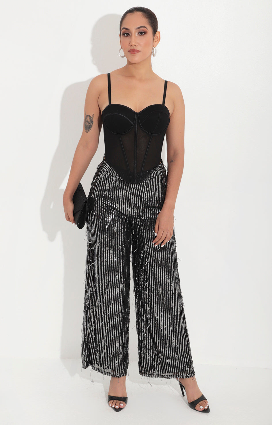 Pantalon negro con lentejuela - PANTALON Boutiquemirel 