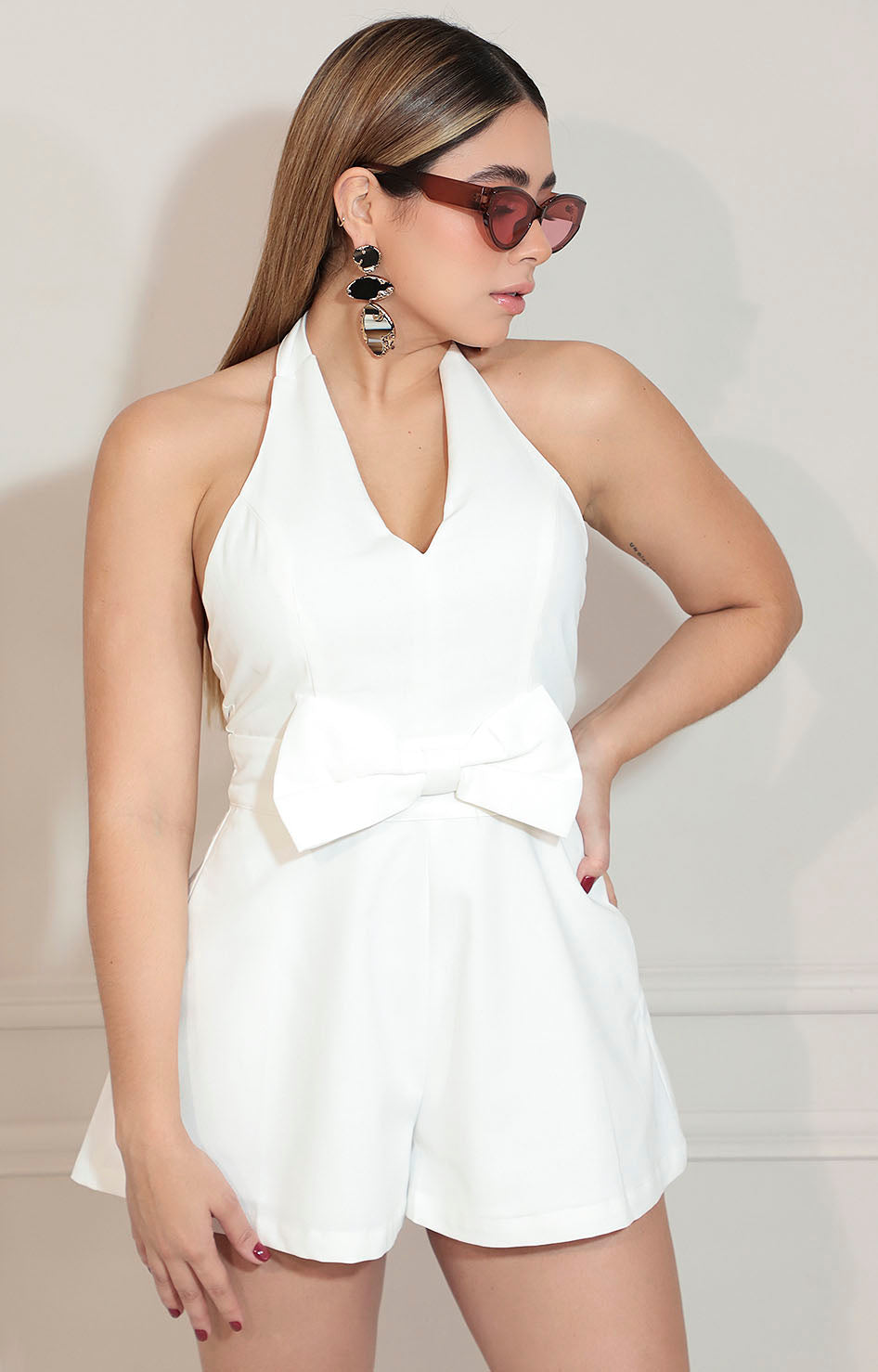 Jumpsuit blanco con moño - PALAZZO Boutiquemirel 