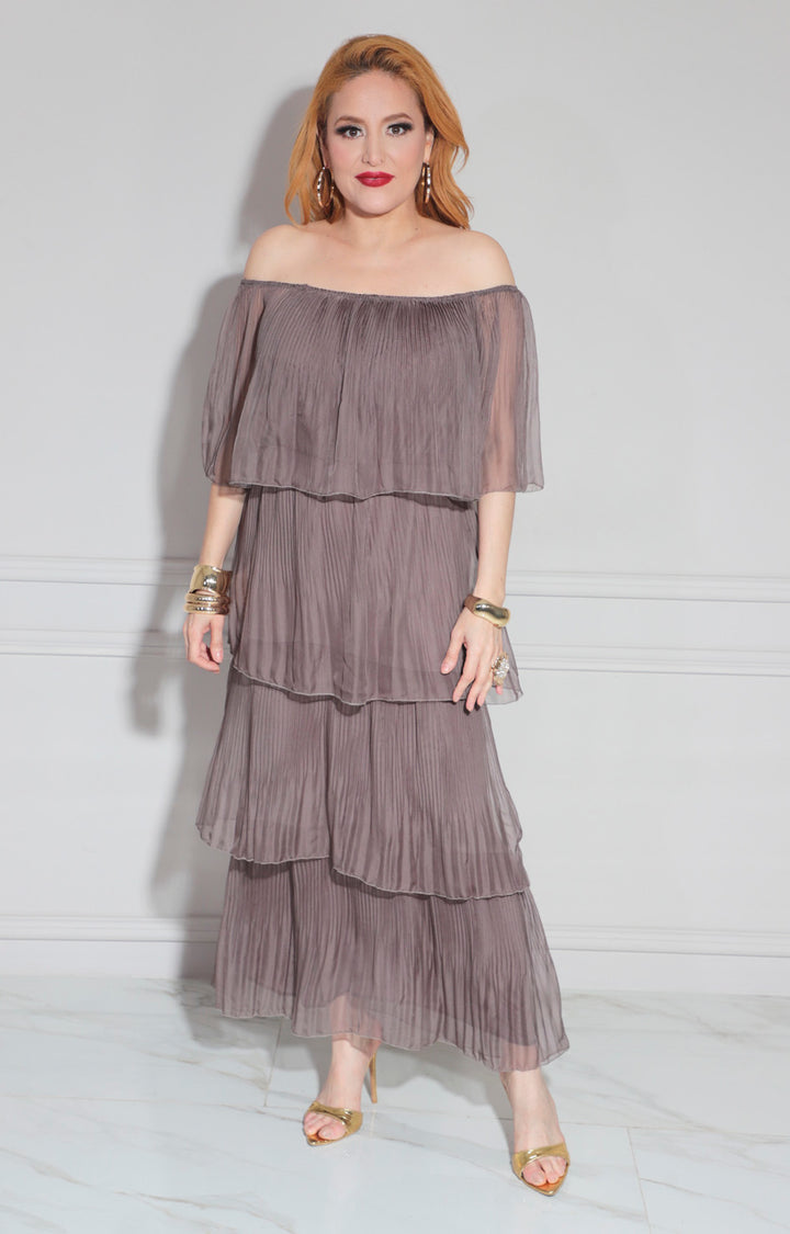 Vestido de seda plisado