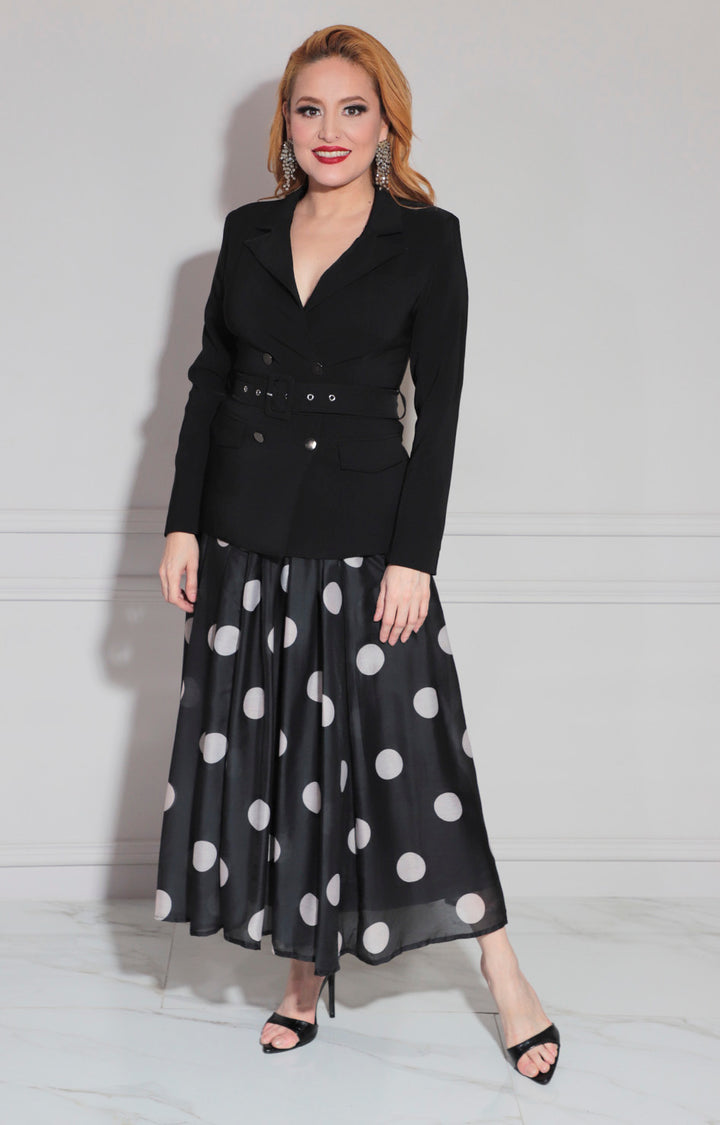 Falda negra estampada