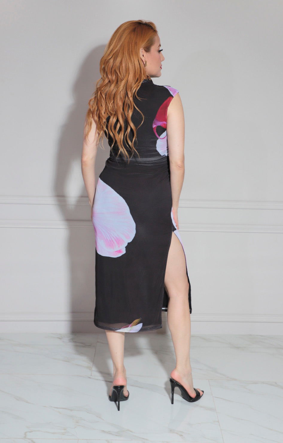 Vestido negro estampado