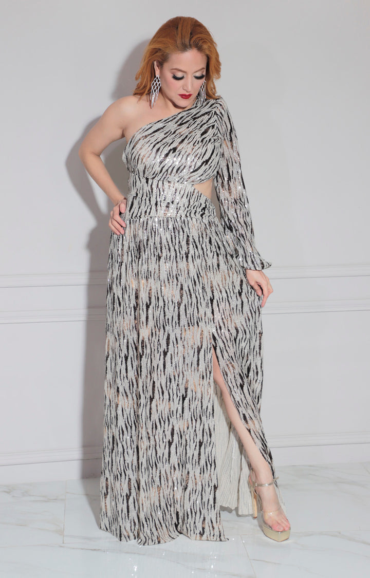 Vestido beige asimétrico