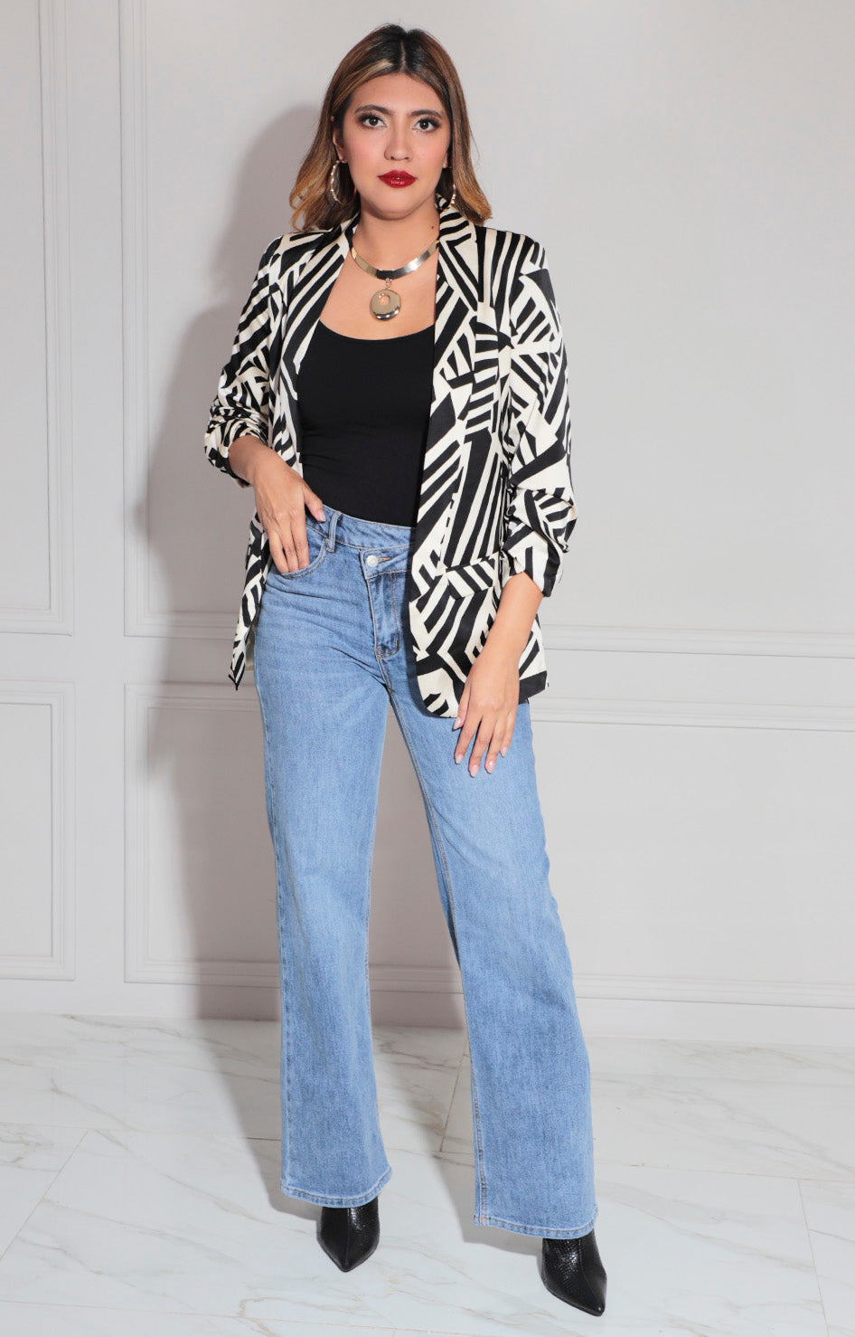 Saco estampado negro