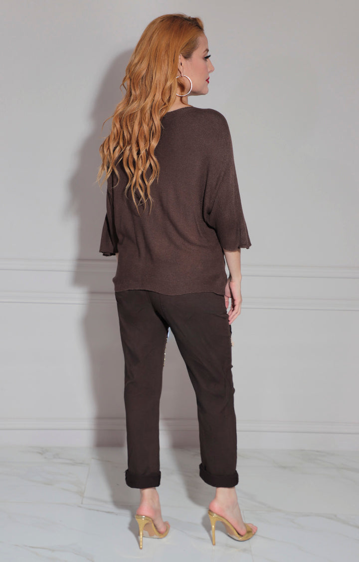 Conjunto estampado café