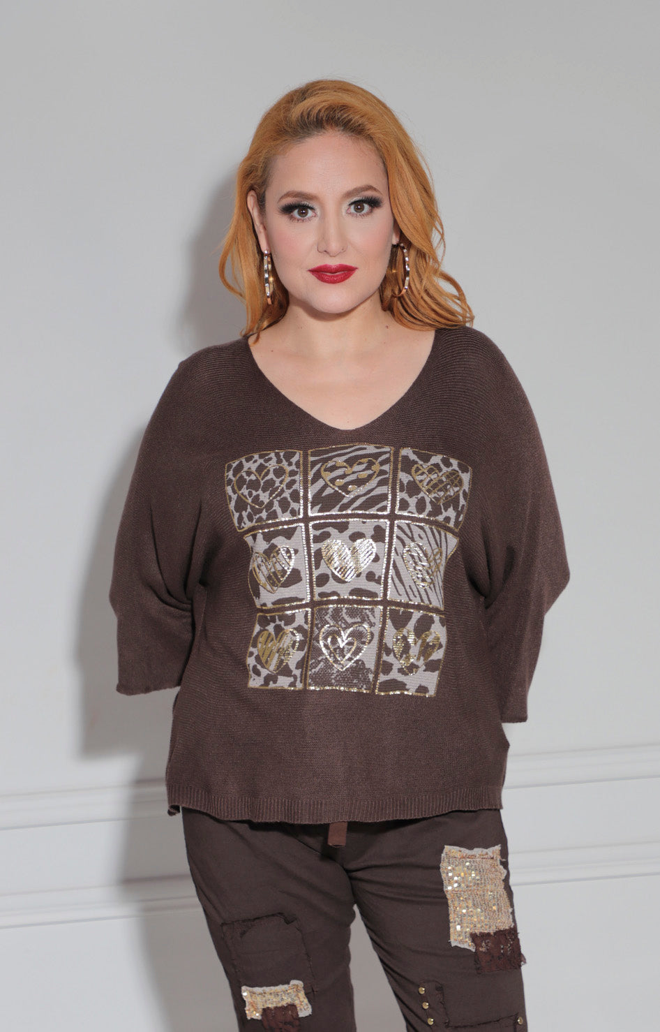 Conjunto estampado café