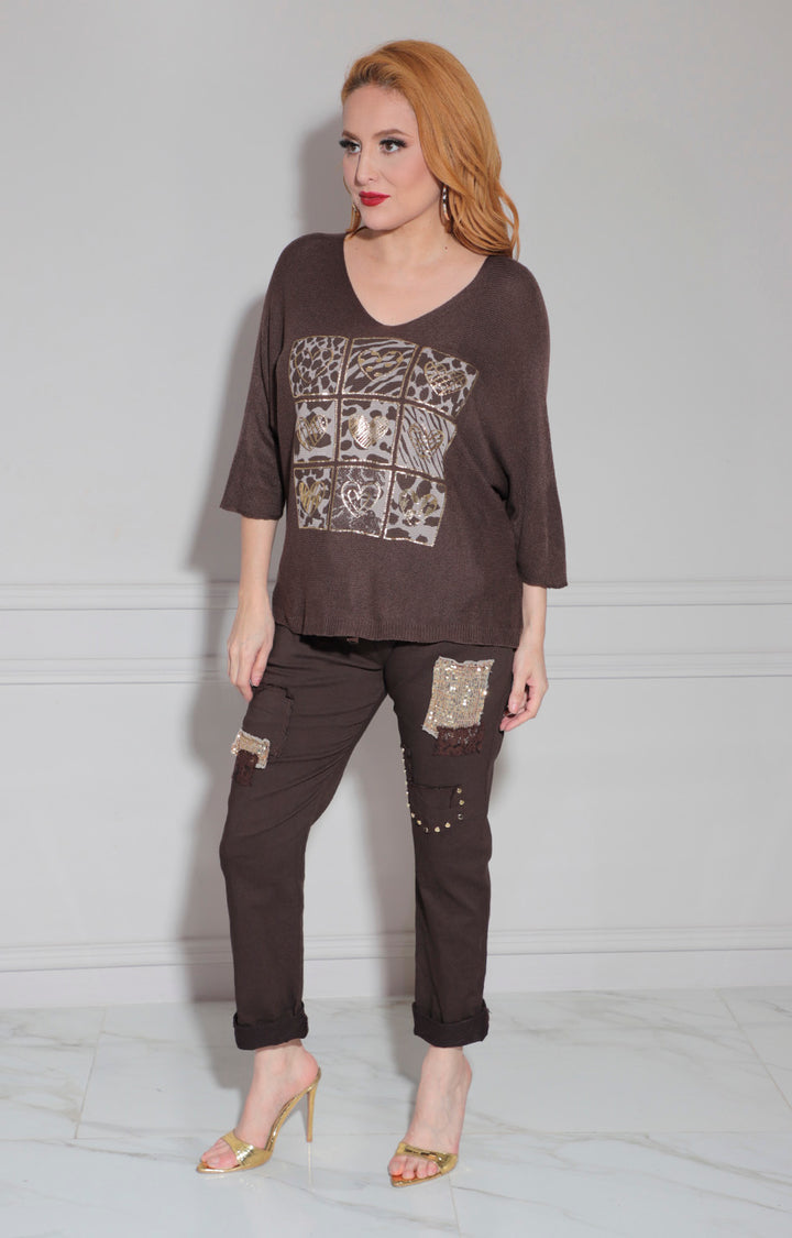 Conjunto estampado café