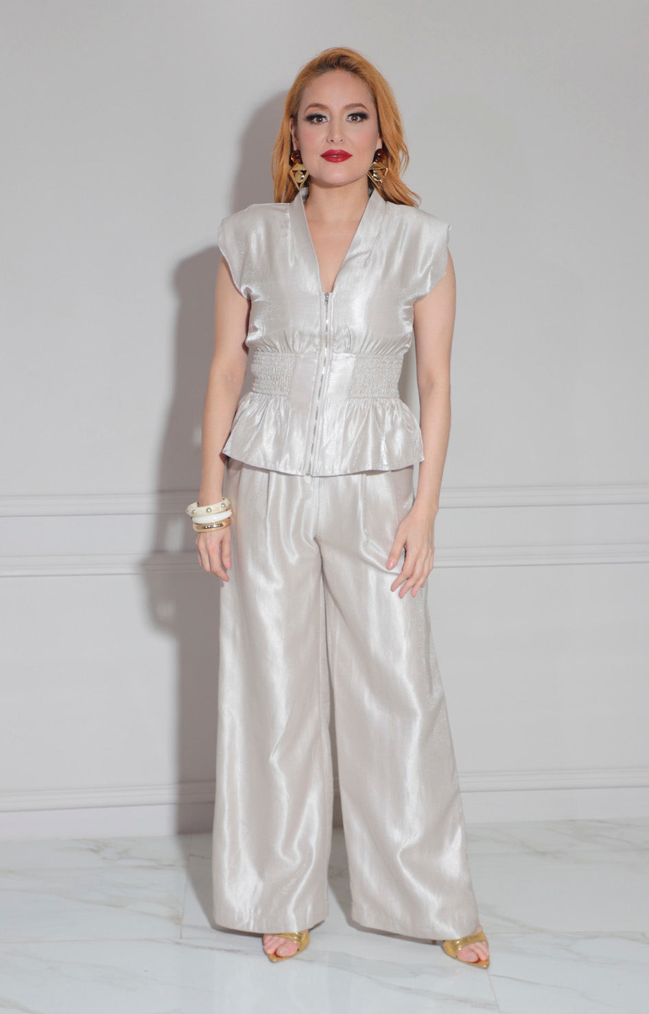 Pantalón beige recto