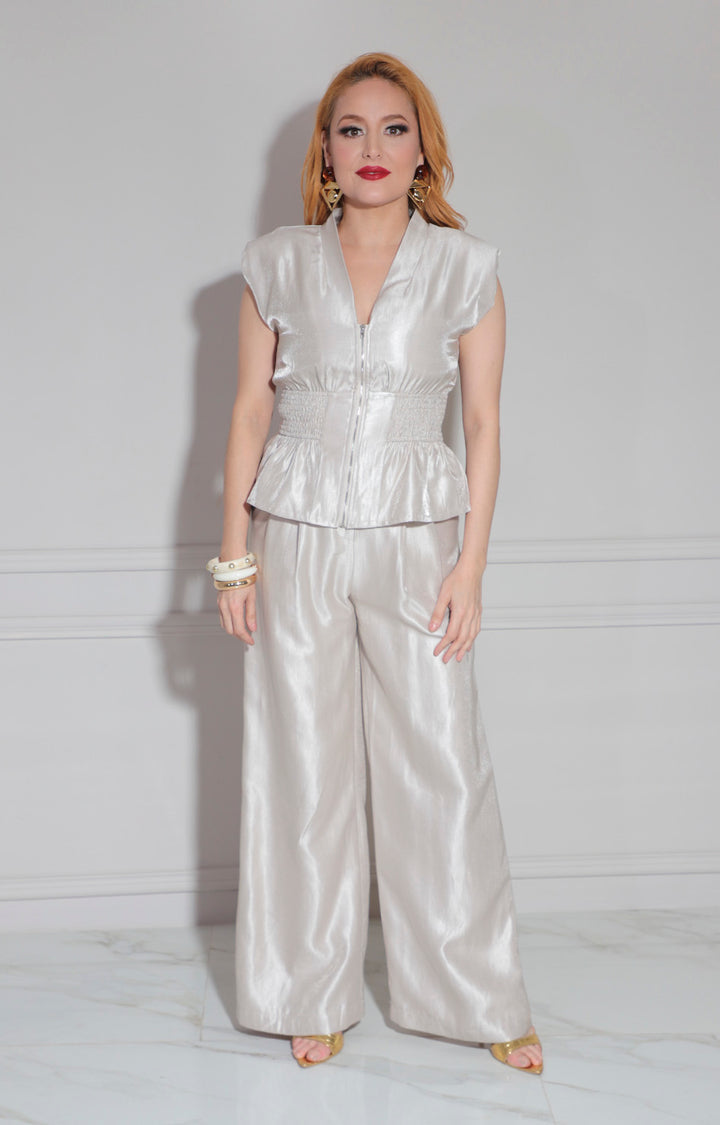 Pantalón beige recto