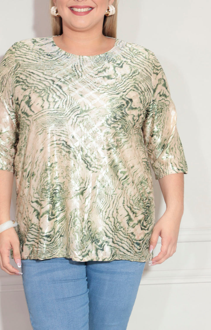 Blusa beige con brillos - BLUSA XL Boutiquemirel 