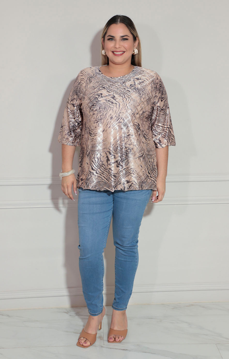 Blusa beige estampada - BLUSA XL Boutiquemirel 