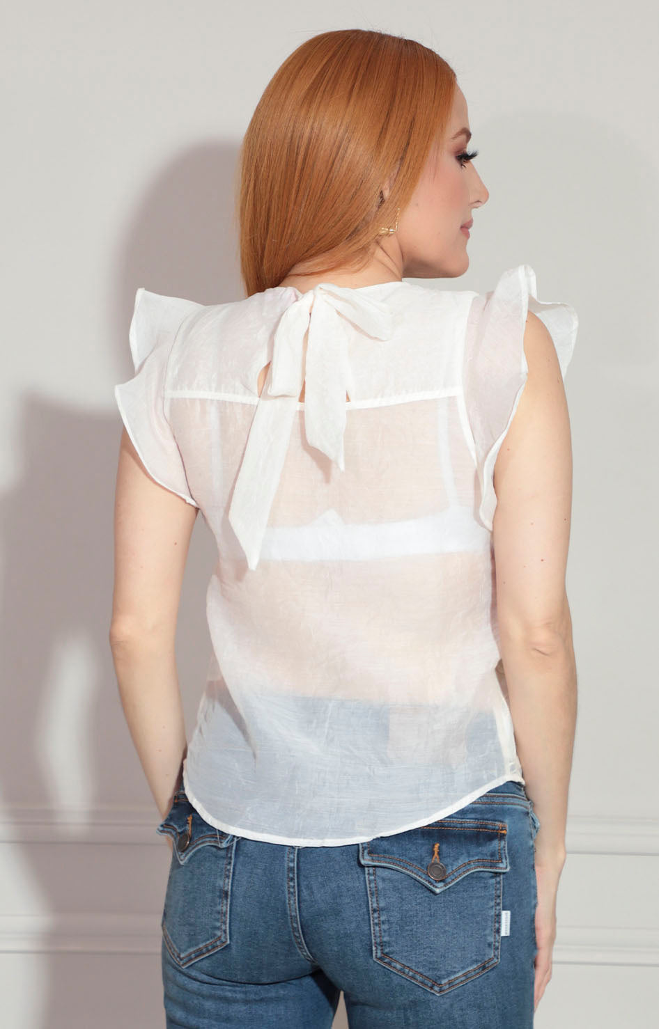 Blusa beige con bordado sin manga - BLUSA Boutiquemirel 