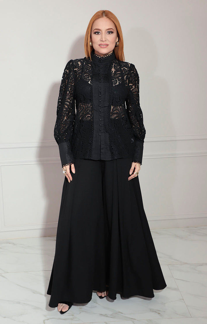 Blusa negra en encaje - BLUSA Boutiquemirel 