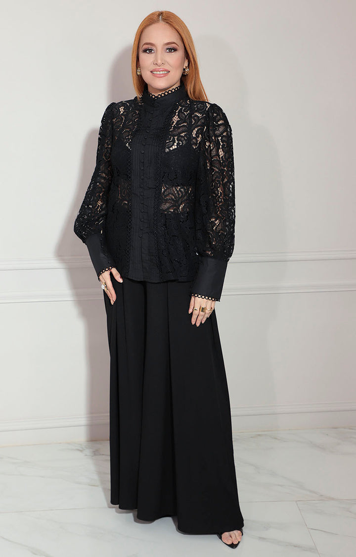 Blusa negra en encaje - BLUSA Boutiquemirel 
