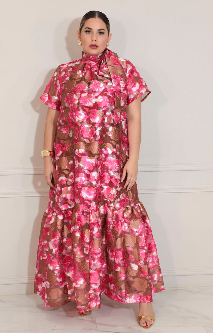 Vestido fucsia estampado - VESTIDO XL Boutiquemirel 