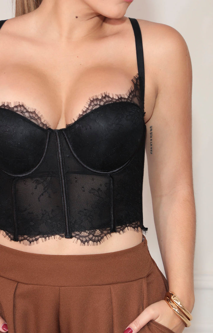 Bustier negro de encaje - BLUSA Boutiquemirel 