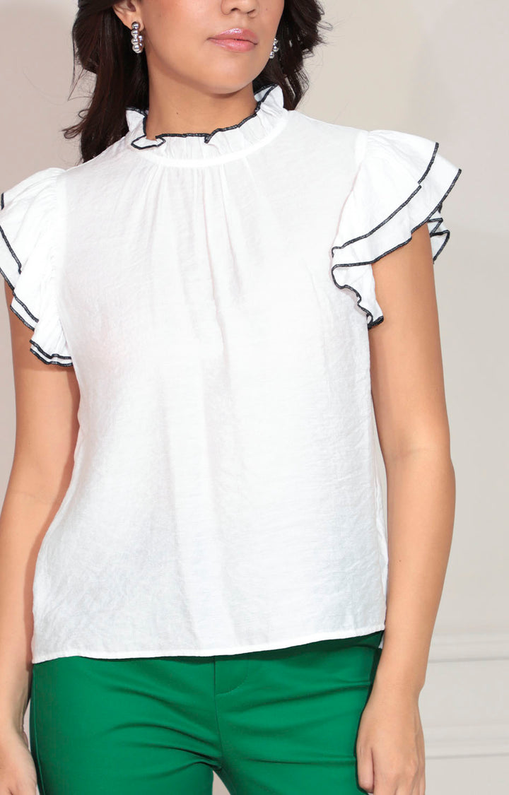 Blusa blanca con volantes - BLUSA Boutiquemirel 