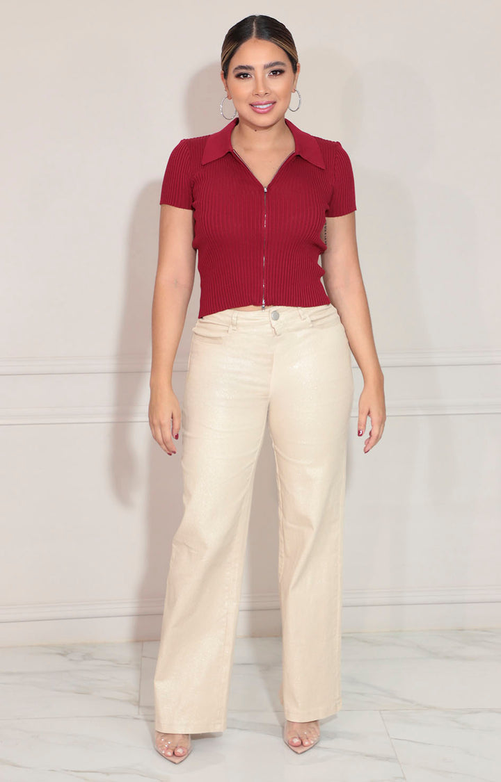 Blusa vino con cierre - BLUSA Boutiquemirel 