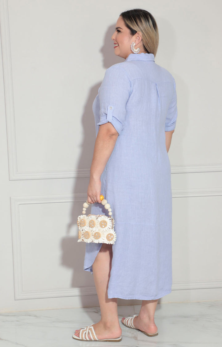 Vestido azul de lino - VESTIDO Boutiquemirel 