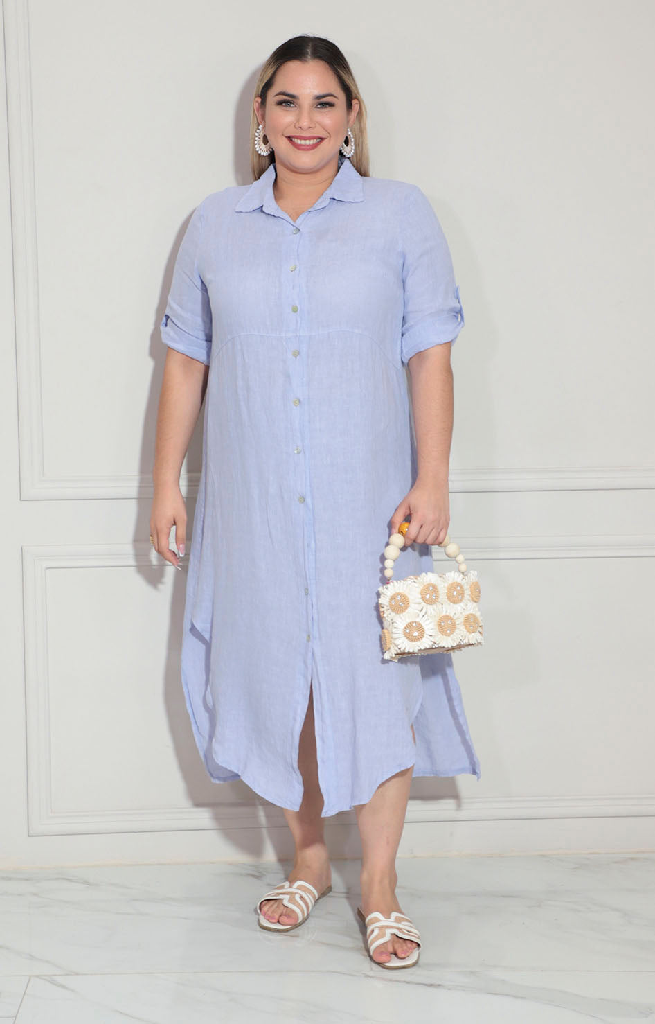 Vestido azul de lino - VESTIDO Boutiquemirel 