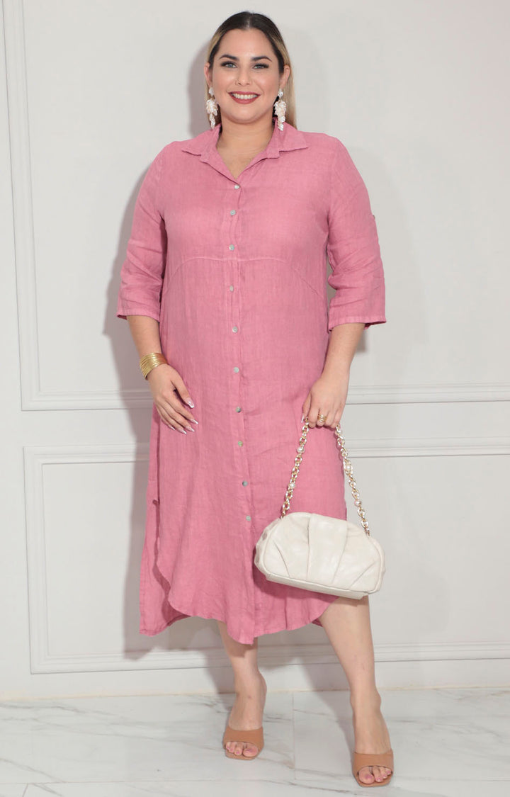 Vestido camisero rosa - VESTIDO Boutiquemirel 
