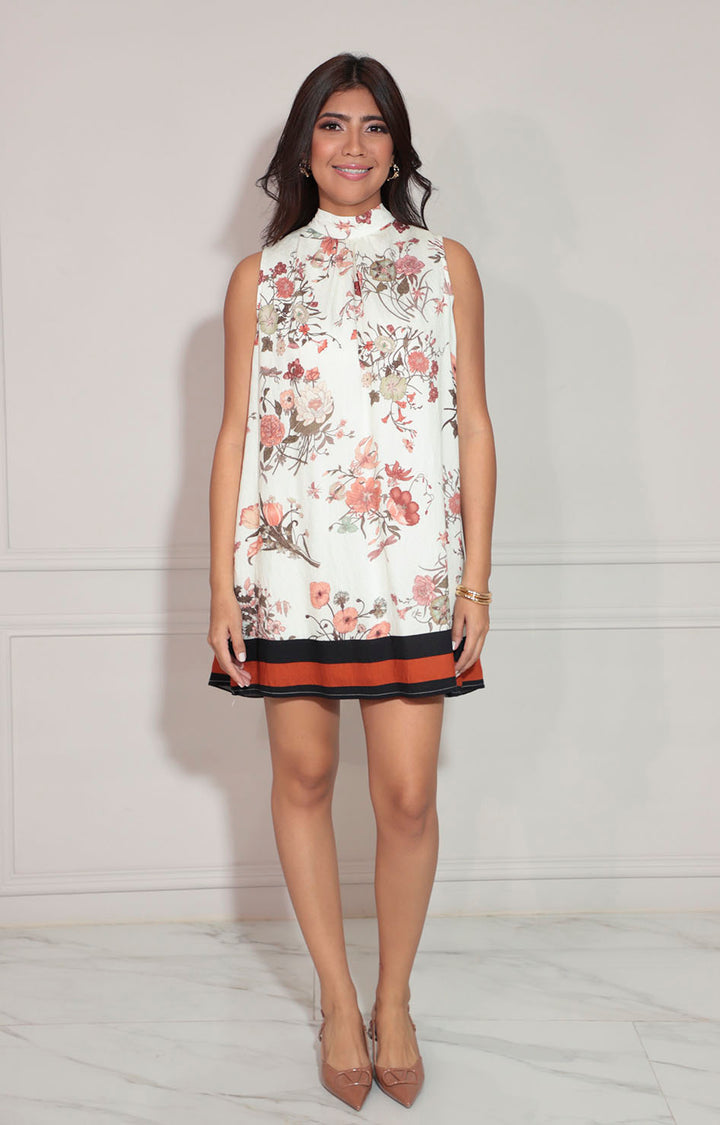 Vestido beige con flores - VESTIDO Boutiquemirel 