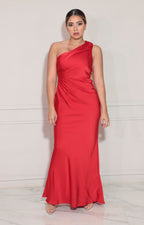 Vestido rojo asimétrico - VESTIDO Boutiquemirel 