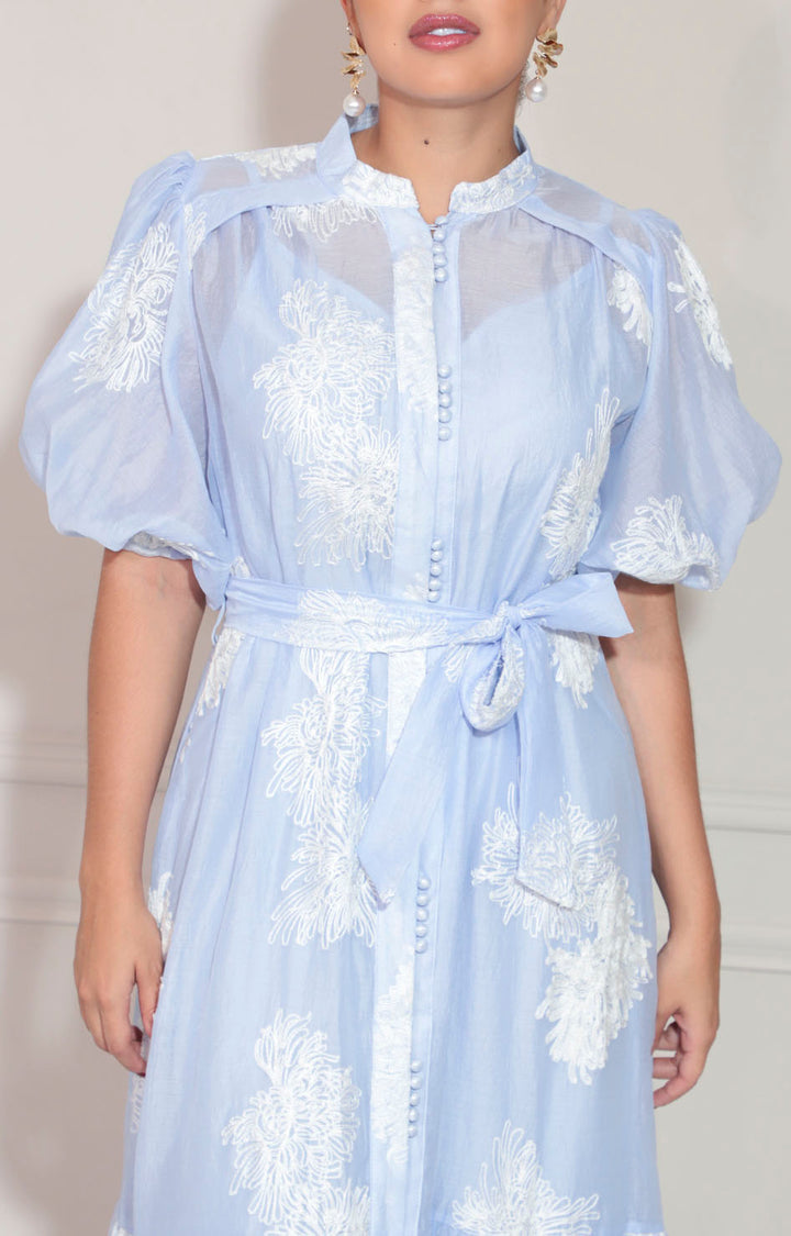 Vestido azul bordado - VESTIDO Boutiquemirel 