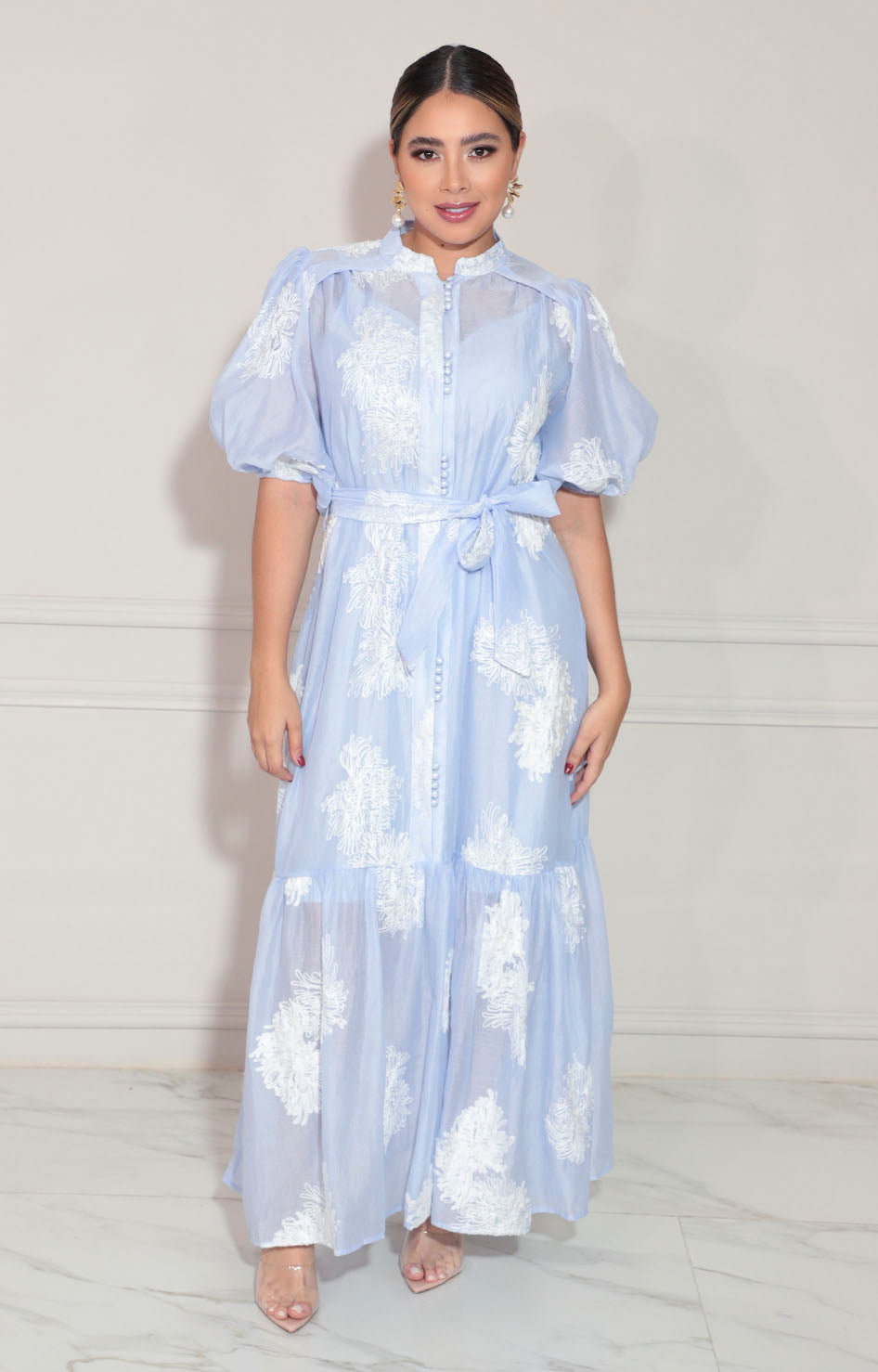 Vestido azul bordado - VESTIDO Boutiquemirel 