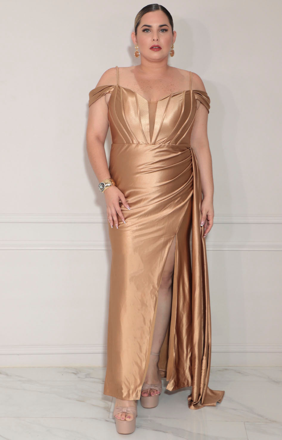 Vestido beige de gala - VESTIDO XL Boutiquemirel 