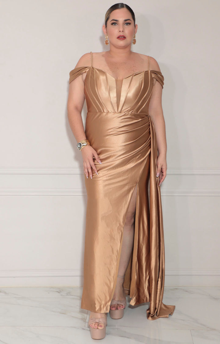 Vestido beige de gala - VESTIDO XL Boutiquemirel 