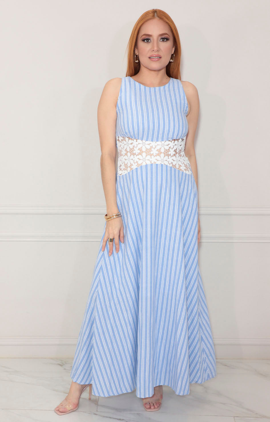 Vestido azul con líneas - VESTIDO Boutiquemirel 