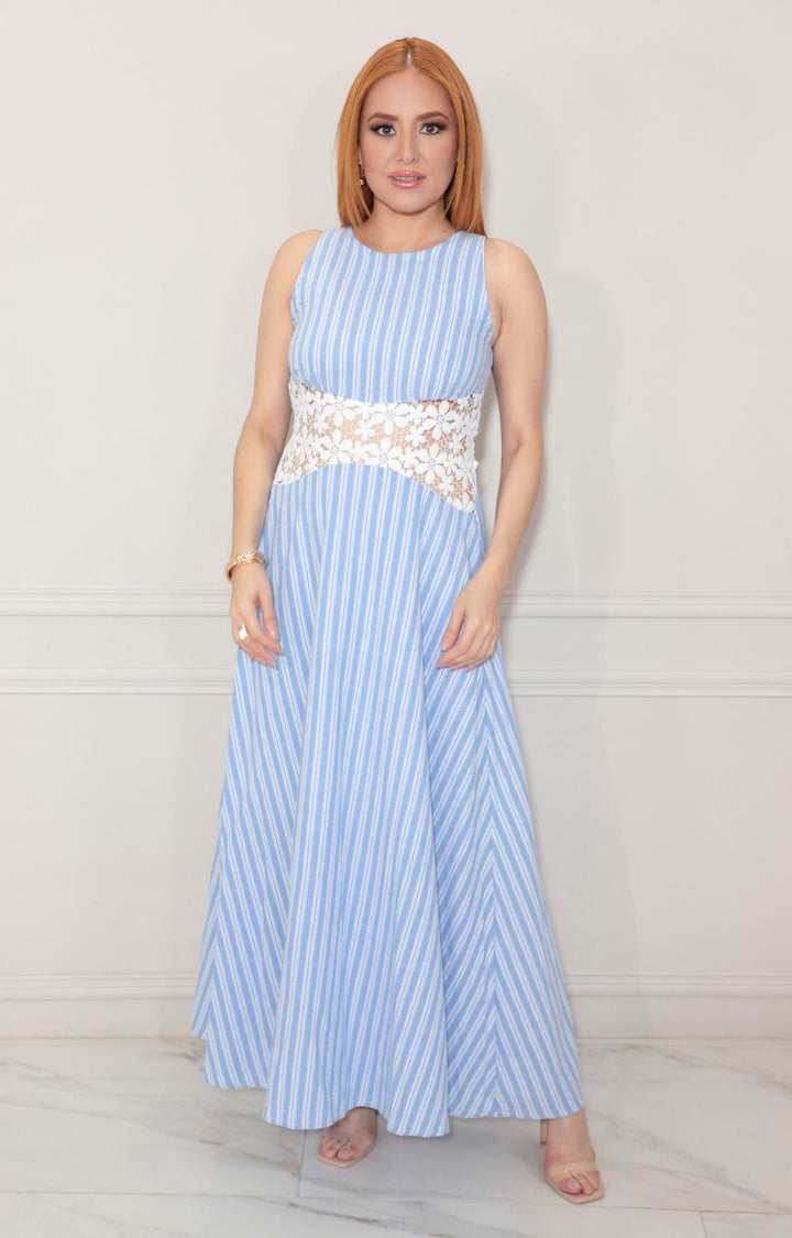 Vestido azul con líneas - VESTIDO Boutiquemirel 