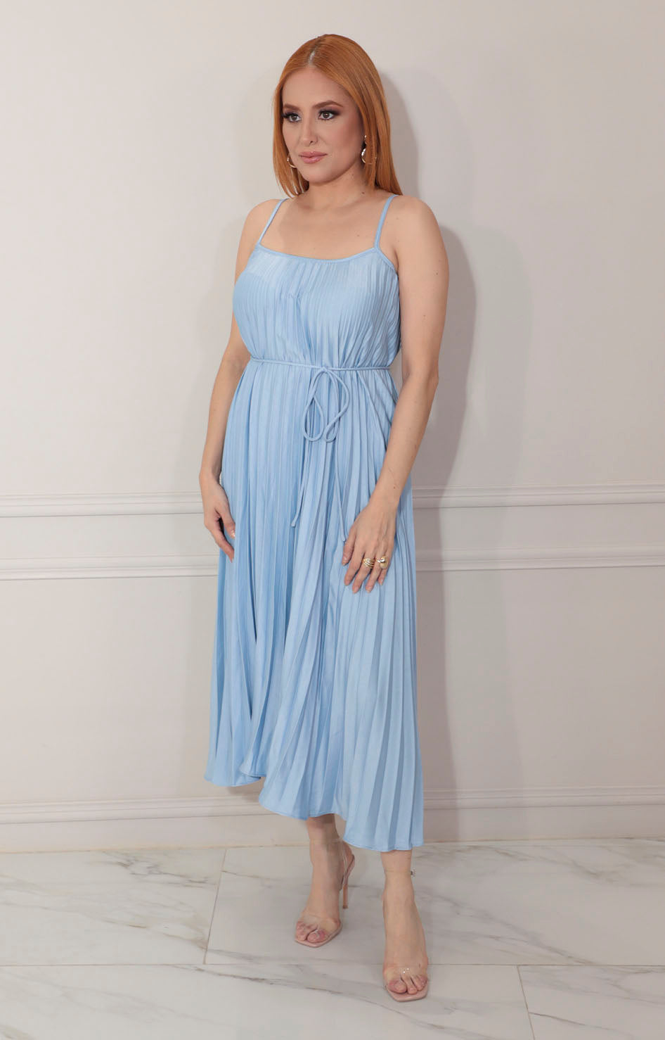 Vestido plisado azul cielo - VESTIDO Boutiquemirel 