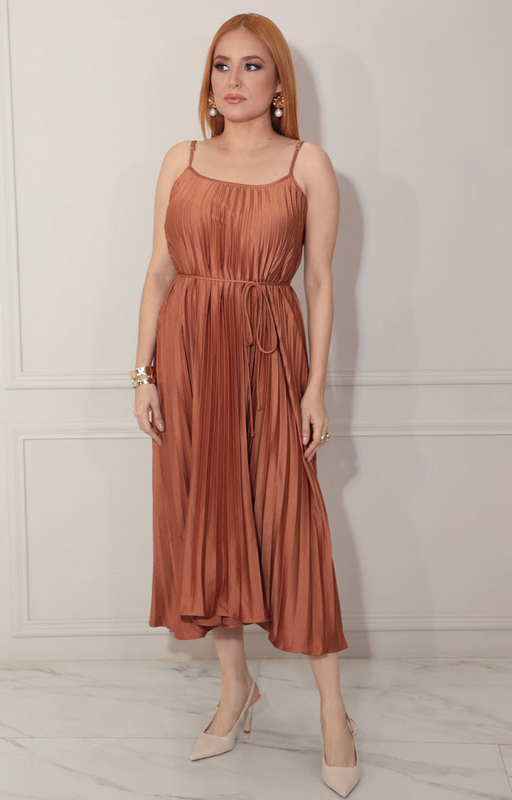 Vestido café plisado - VESTIDO Boutiquemirel 