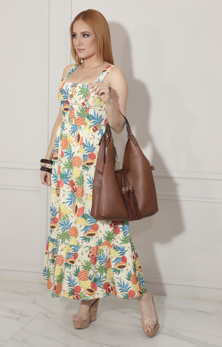 Vestido beige tropical - VESTIDO Boutiquemirel 