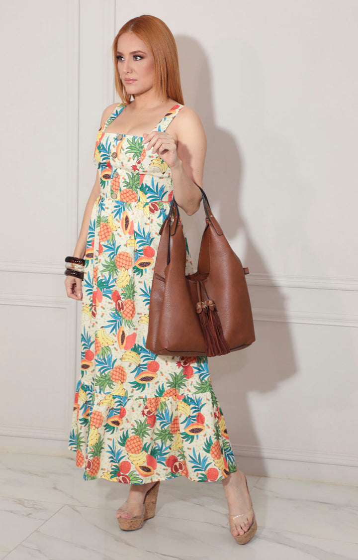 Vestido beige tropical - VESTIDO Boutiquemirel 