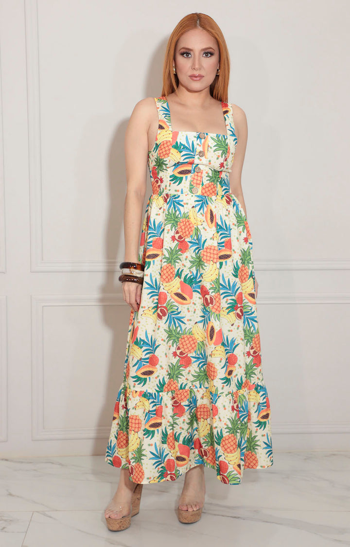 Vestido beige tropical - VESTIDO Boutiquemirel 