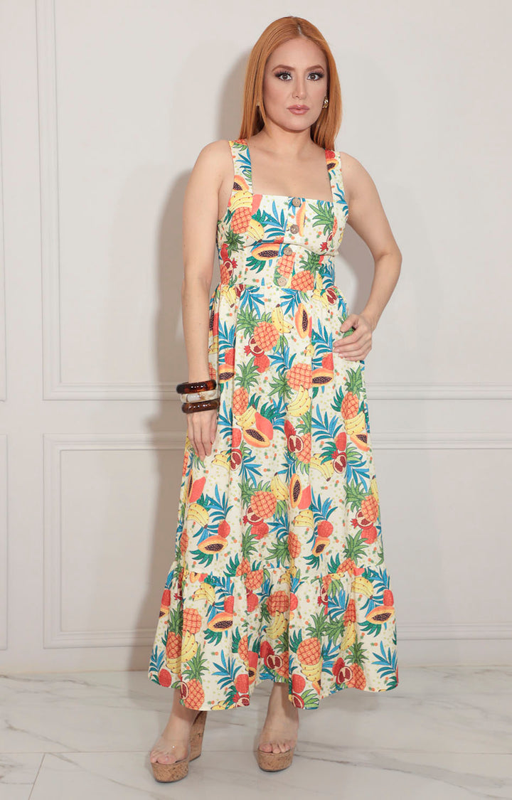 Vestido beige tropical - VESTIDO Boutiquemirel 