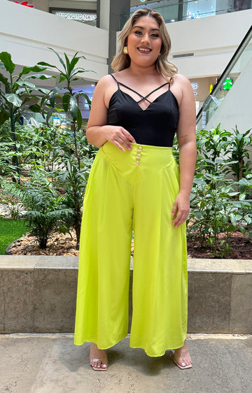Pantalón verde limón con botones – Boutiquemirel
