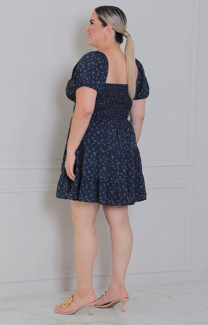 Vestido azul marino estampado - VESTIDO CORTO CURVY Boutiquemirel 