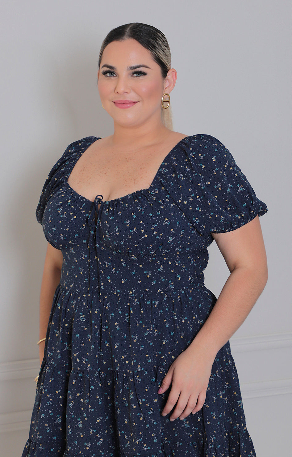 Vestido azul marino estampado - VESTIDO CORTO CURVY Boutiquemirel 