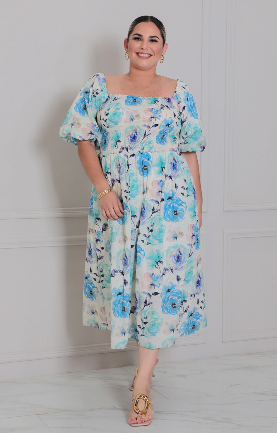Vestido estampado de flores - VESTIDO LARGO CURVY Boutiquemirel 