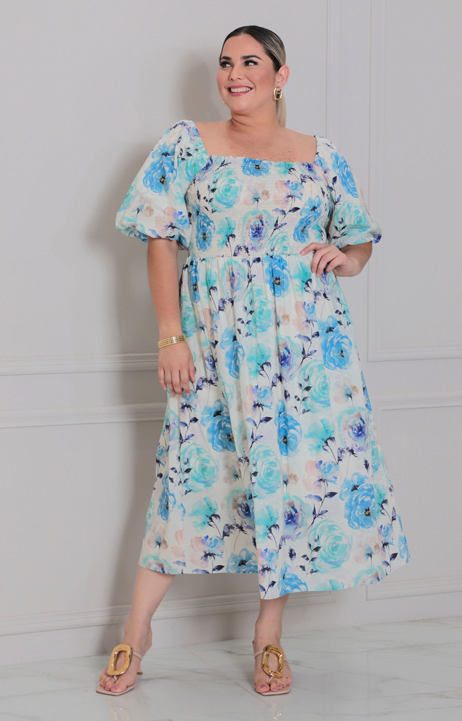 Vestido estampado de flores - VESTIDO LARGO CURVY Boutiquemirel 